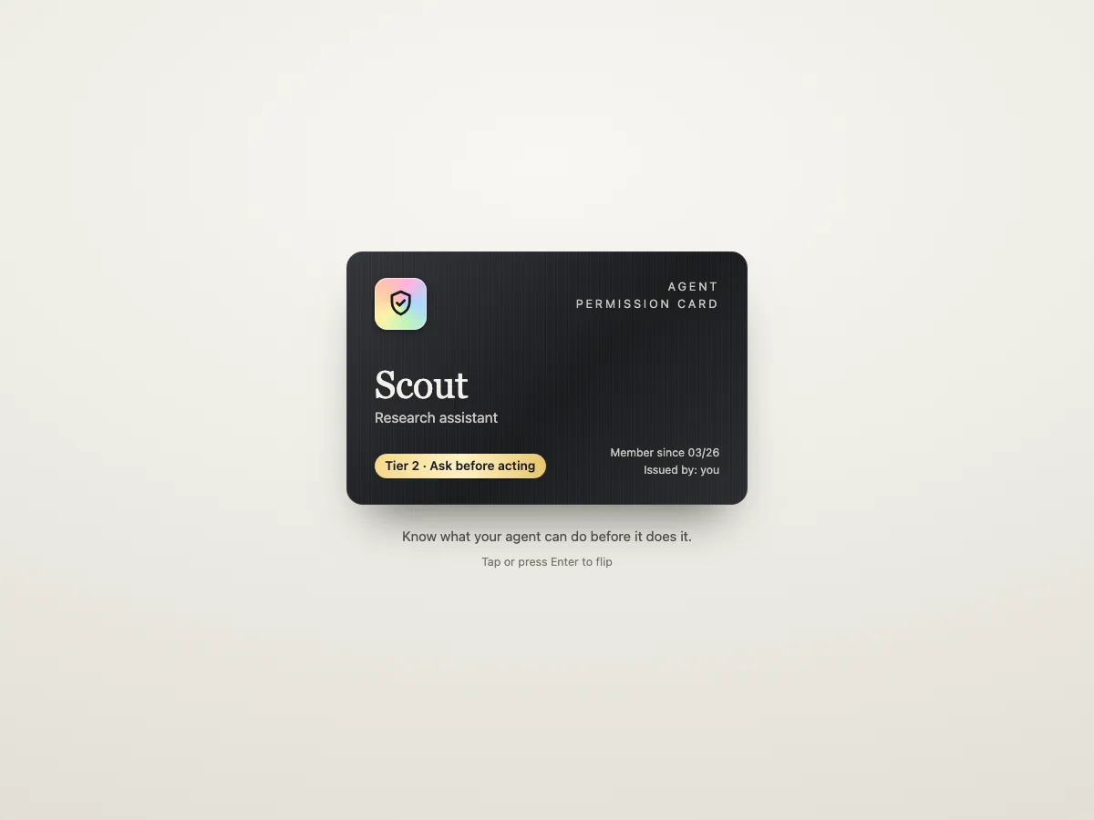 Screenshot of the Agent Permission Card demo